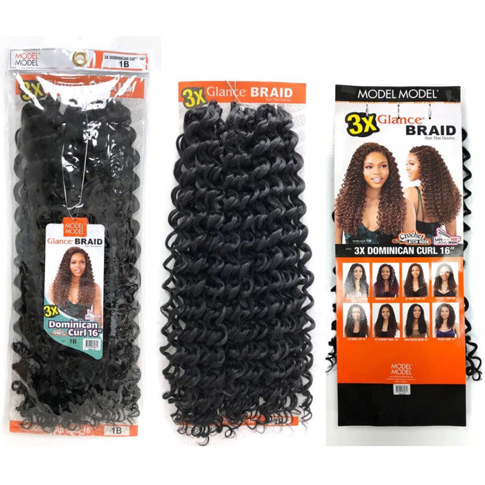 Model Model Glance Crochet Braid 3X DOMINICAN CURL 16 Inch Ebonyline