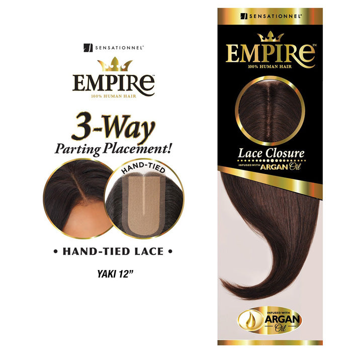 Sensationnel Empire Human Hair 3 Way Parting Lace Closure YAKI 12