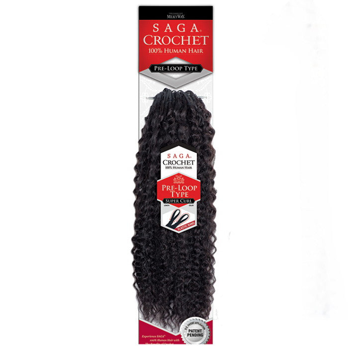 Saga Pre-Loop Type Human Hair Crochet Braid SUPER CURL 10