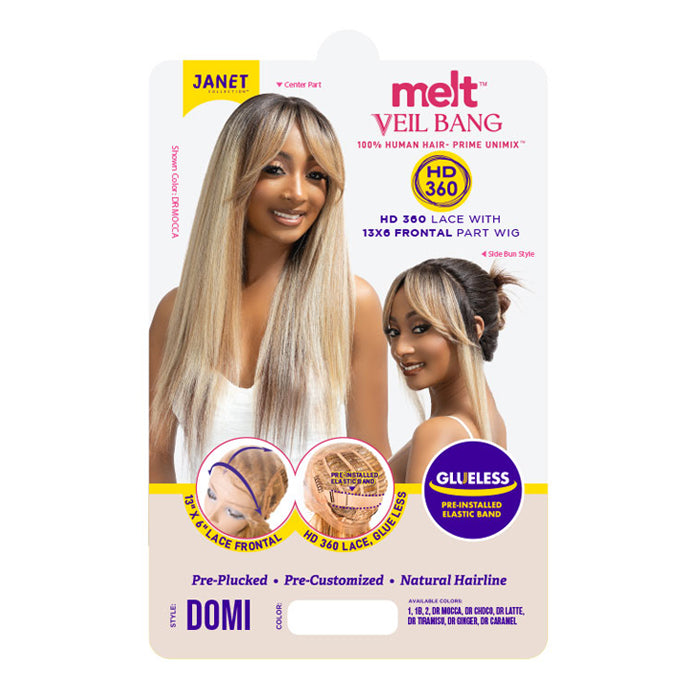 Janet Collection Melt Veil Bang Glueless 100% Human Hair Blend HD