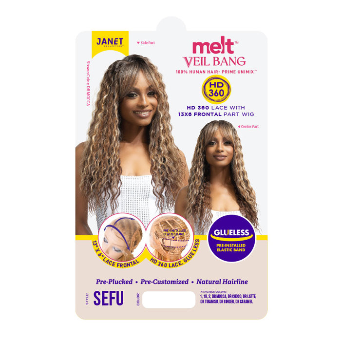Janet Collection Melt Veil Bang Glueless 100% Human Hair Blend HD