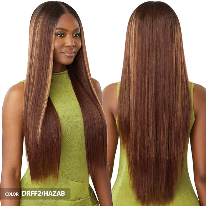 Outre Glueless 6x5 Pre-Cut Lace Closure Wig - HHB-SLEEK YAKI 30" - 100% Human Hair Blend