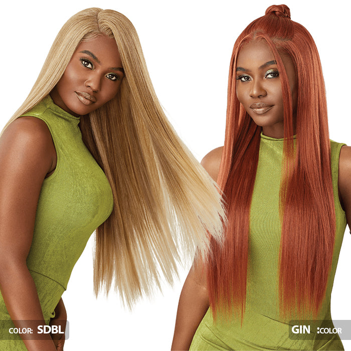 Outre Glueless 6x5 Pre-Cut Lace Closure Wig - HHB-SLEEK YAKI 30" - 100% Human Hair Blend