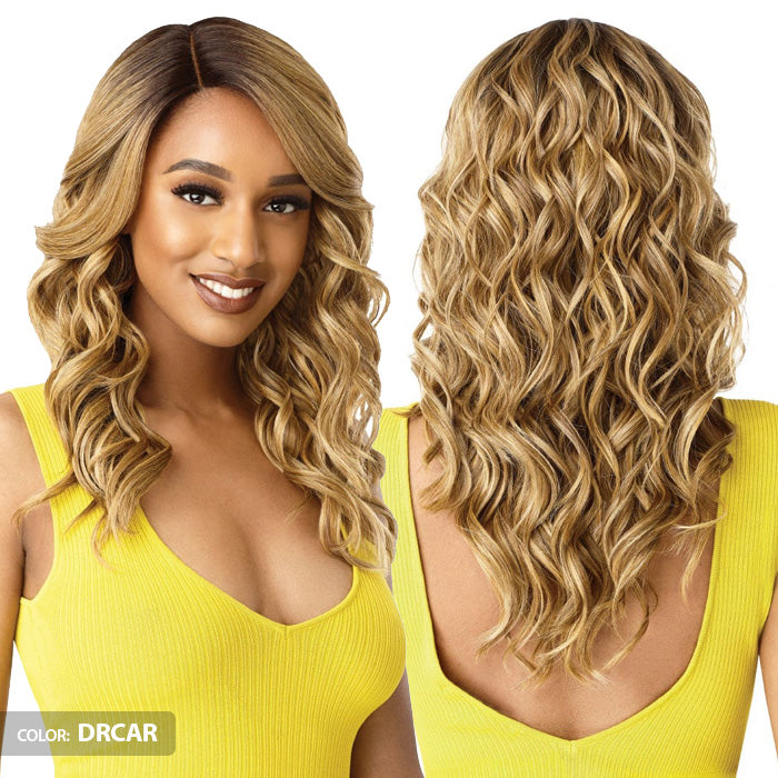 Wavy Ombre Blonde 27613 front lace Middle parting Human Hair hot Blend daily Wig