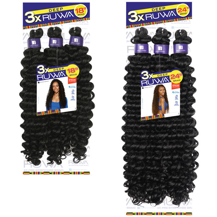 Sensationnel Ruwa Pre-Stretched Crochet Braids - 3X DEEP 18