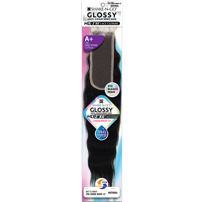 Shake N Go Glossy 100% Virgin Remy Hair A+ Wet & Wavy HD 2x6 Lace Clos ...
