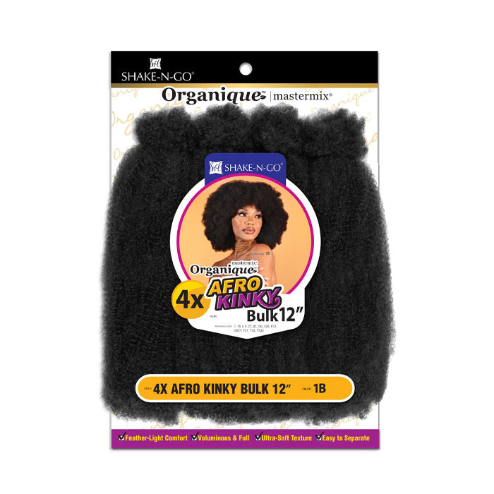 Organique Human Hair Blend Braids - 4X AFRO KINKY BULK 12" - by Shake N Go