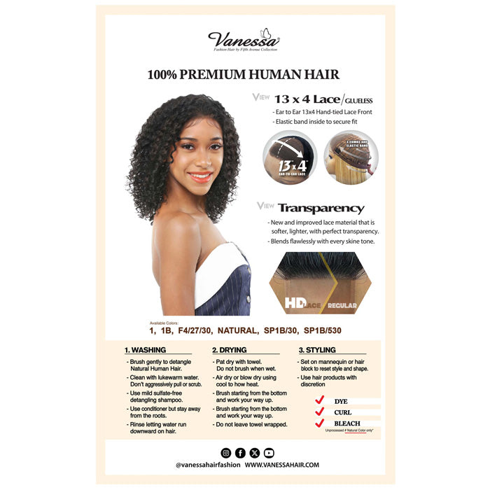 Vanessa Premium Brazilian Glueless 13x4 HD Lace Frontal Wig - H134