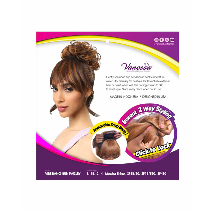 トップス bun Vanessa Vibe Bang Bun with Removable Bang - VIBE BANG BUN PAISLEY