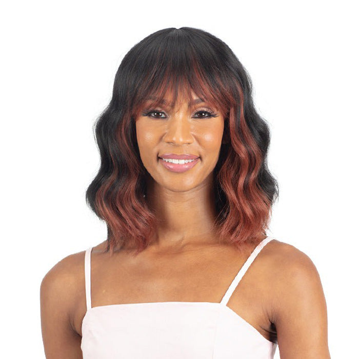 Human hair blend wigs with bangs hotsell