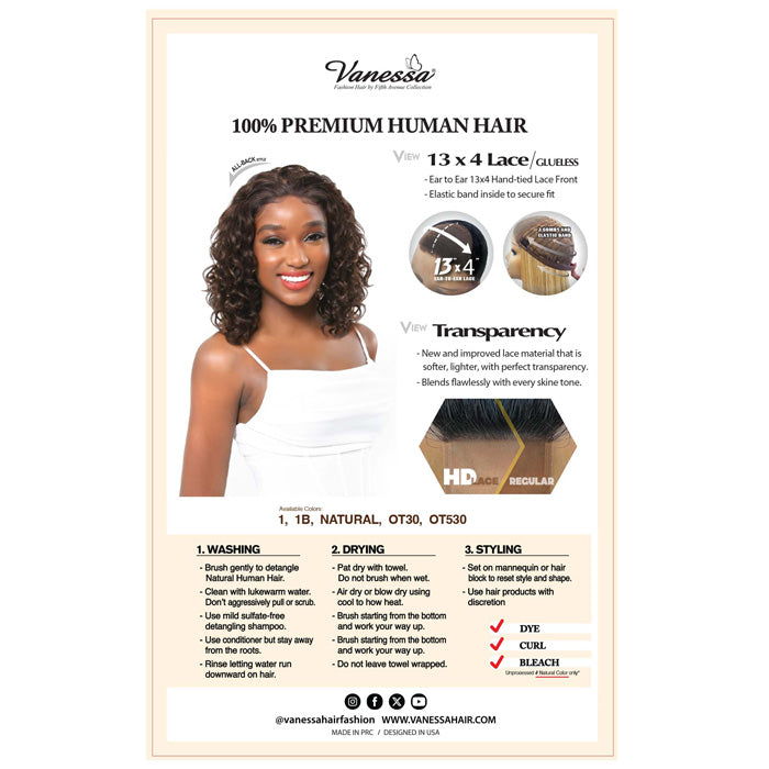 Vanessa Premium Brazilian Glueless 13x4 HD Lace Front Wig - H134
