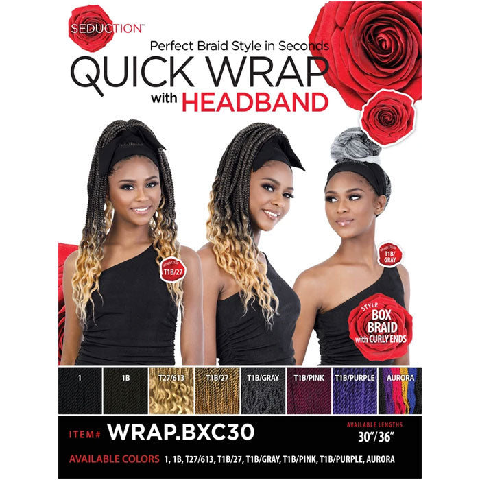 Seduction Quick Wrap with Headband Wig - BOX BRAID with CURLY ENDS