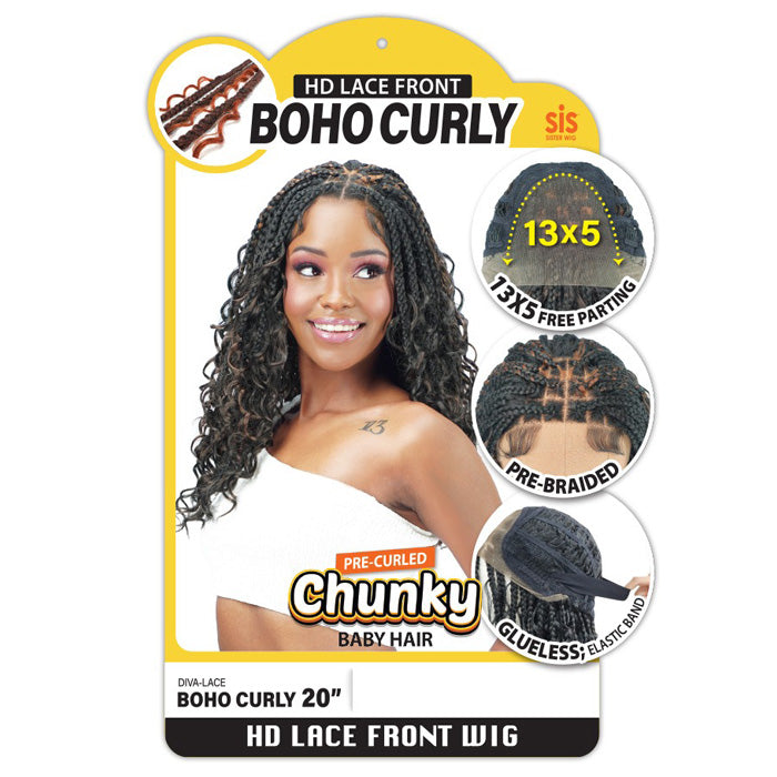 Zury Sis Chunky Glueless 13x5 HD Lace Front Wig - BOHO CURLY 20