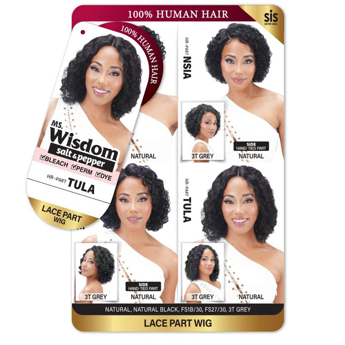 Zury Sis Ms. Wisdom Salt & Pepper 100% Human Hair Lace Part Wig